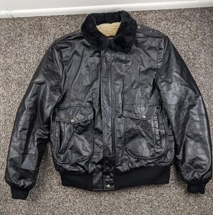 Vintage Cooper Type G-1 Goatskin Leather Fur Flight Bomber Jacket Size 44 X-Tall